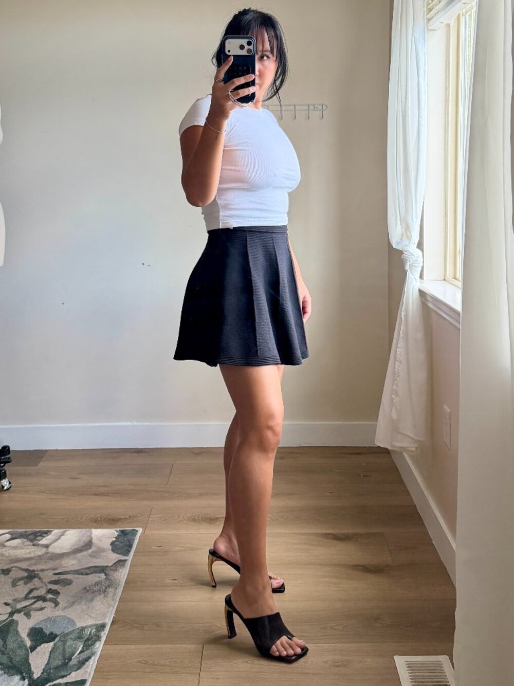 Cynthia Rowley Black Mini Skirt | Bandage Skater Style | Size Medium | Back Zip
